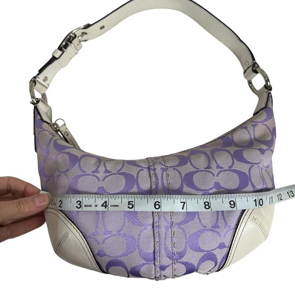 Coach Lavender Iris White Signature Hampton Small Hobo Bag Canvas Y2K 11575 - Picture 12 of 15